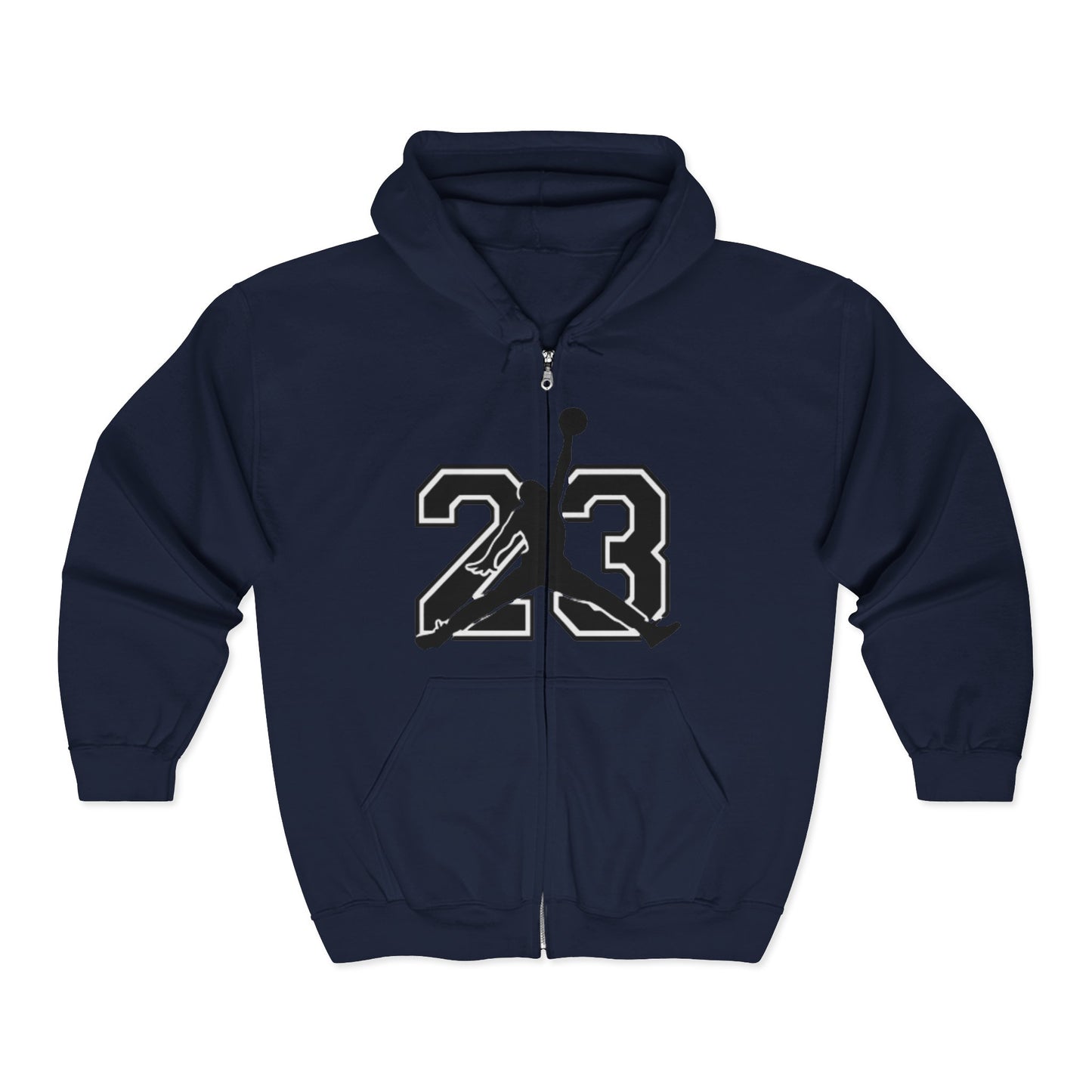 23 Jumpman Zip Hoodie — Retro Basketball Player Number 23 Full-Zip Sweatshirt