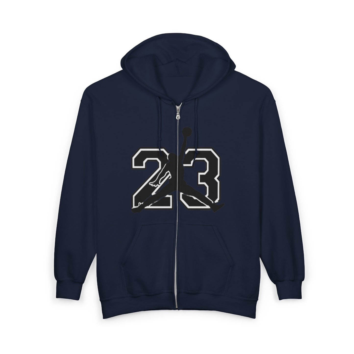 23 Jumpman Zip Hoodie — Retro Basketball Player Number 23 Full-Zip Sweatshirt