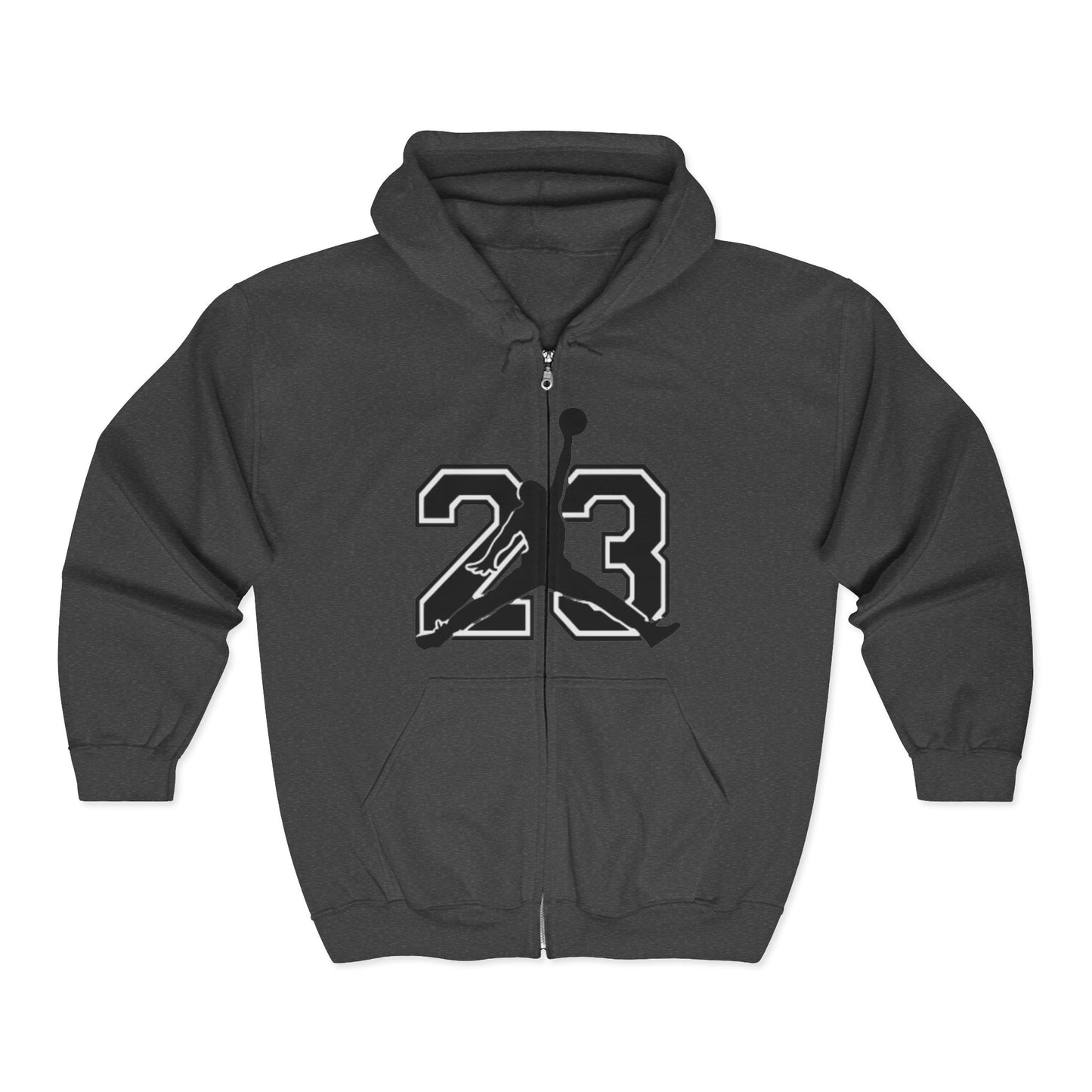 23 Jumpman Zip Hoodie — Retro Basketball Player Number 23 Full-Zip Sweatshirt