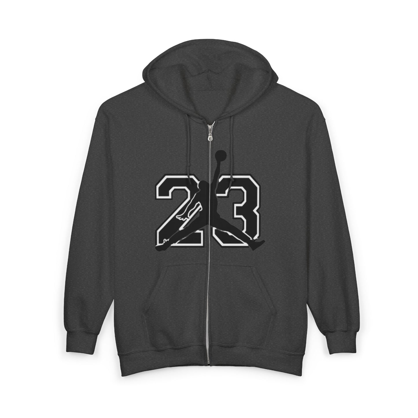 23 Jumpman Zip Hoodie — Retro Basketball Player Number 23 Full-Zip Sweatshirt