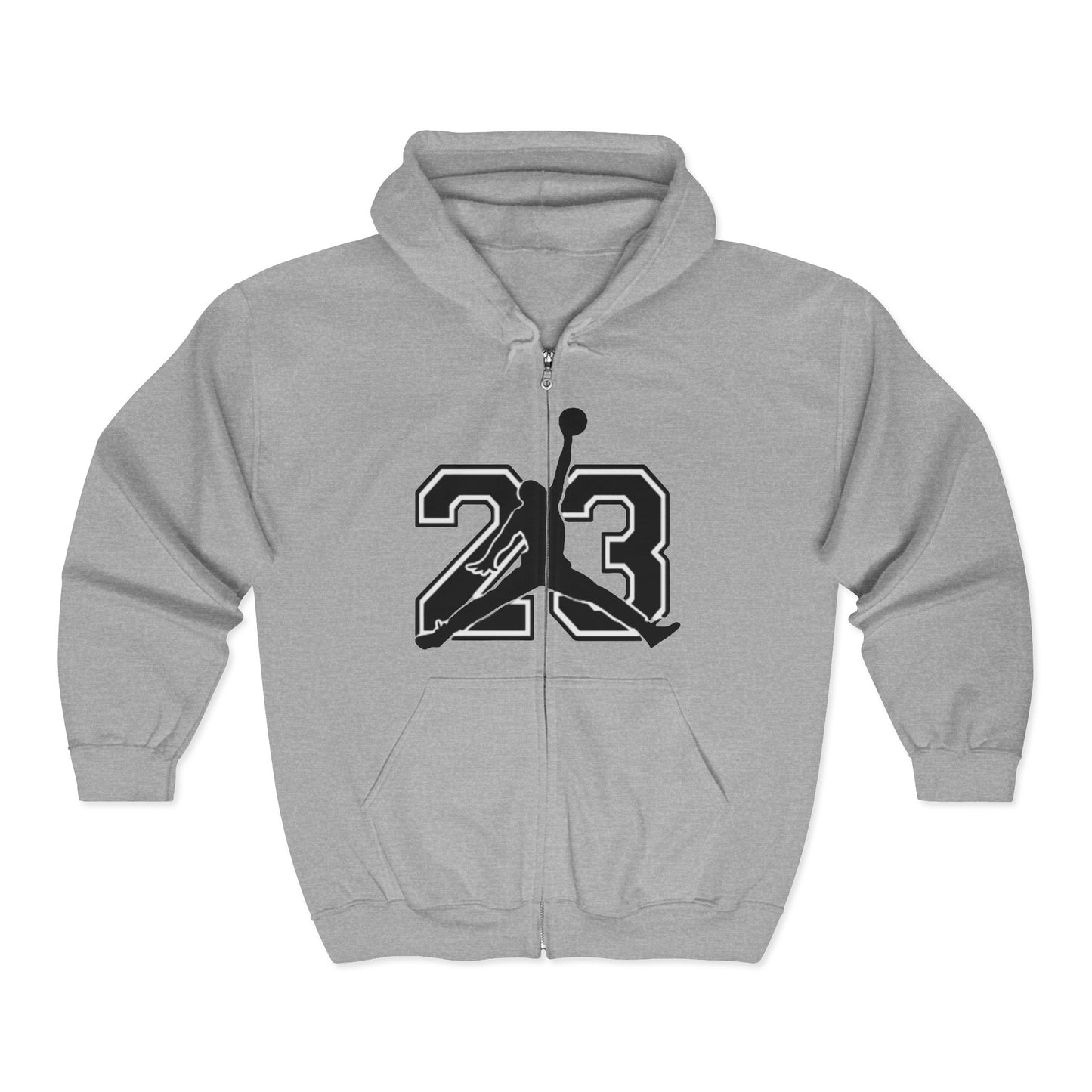 23 Jumpman Zip Hoodie — Retro Basketball Player Number 23 Full-Zip Sweatshirt
