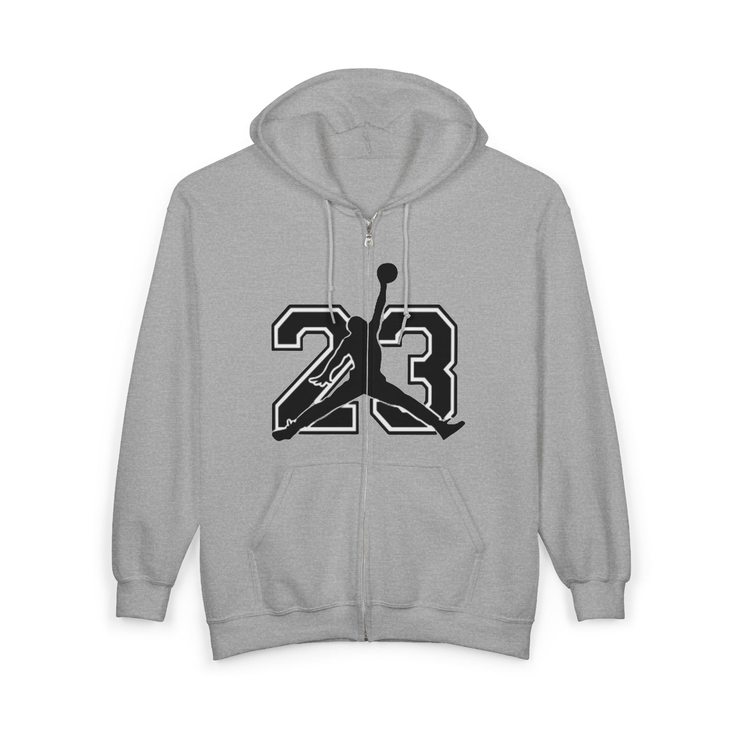 23 Jumpman Zip Hoodie — Retro Basketball Player Number 23 Full-Zip Sweatshirt